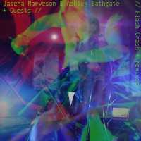 album cover for Flash Crash + Remixes showing video still of Ashley Bathgate with multiple overlays