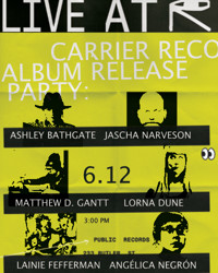 poster for the Carrier Records release party at Public Records